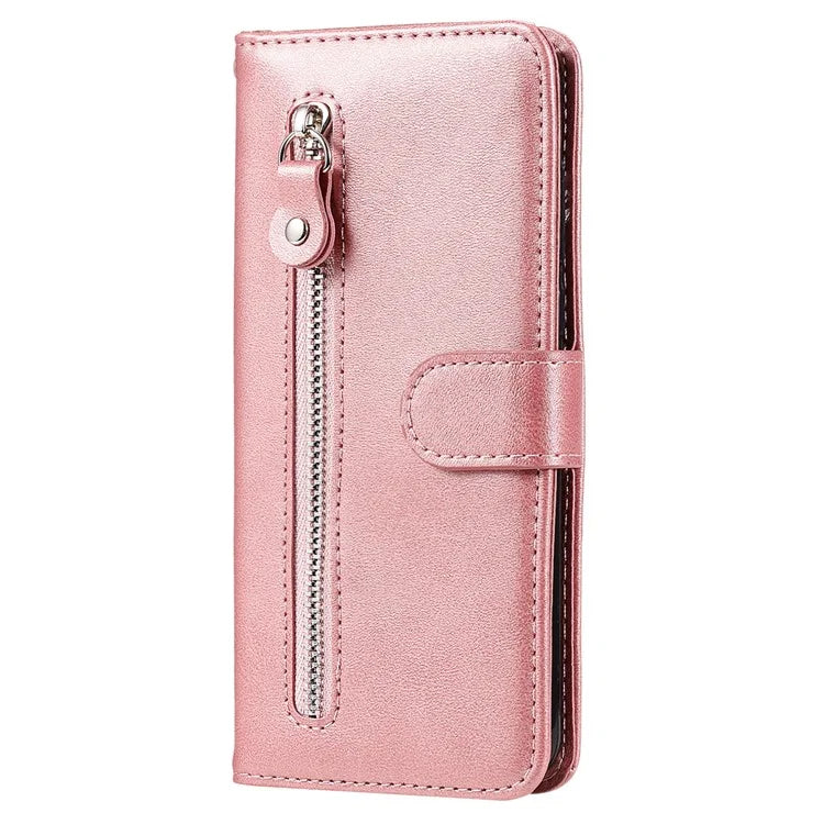 For iPhone 16 Plus Case PU Leather Card Slots Zipper Pocket Phone Cover