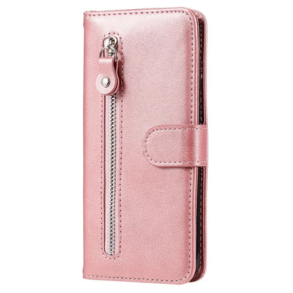 For iPhone 16 Plus Case PU Leather Card Slots Zipper Pocket Phone Cover