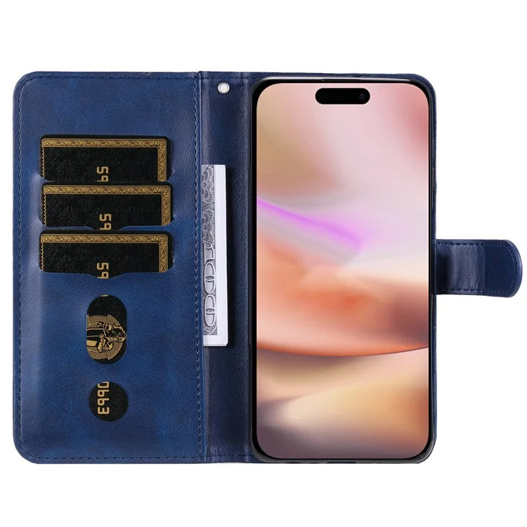 For iPhone 16 Plus Case PU Leather Card Slots Zipper Pocket Phone Cover