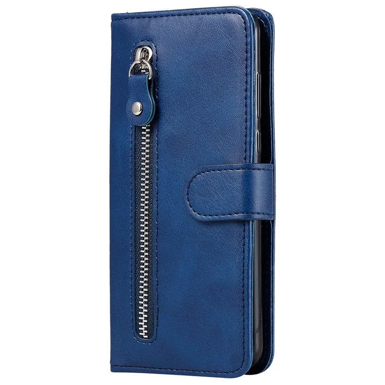 For iPhone 16 Plus Case PU Leather Card Slots Zipper Pocket Phone Cover
