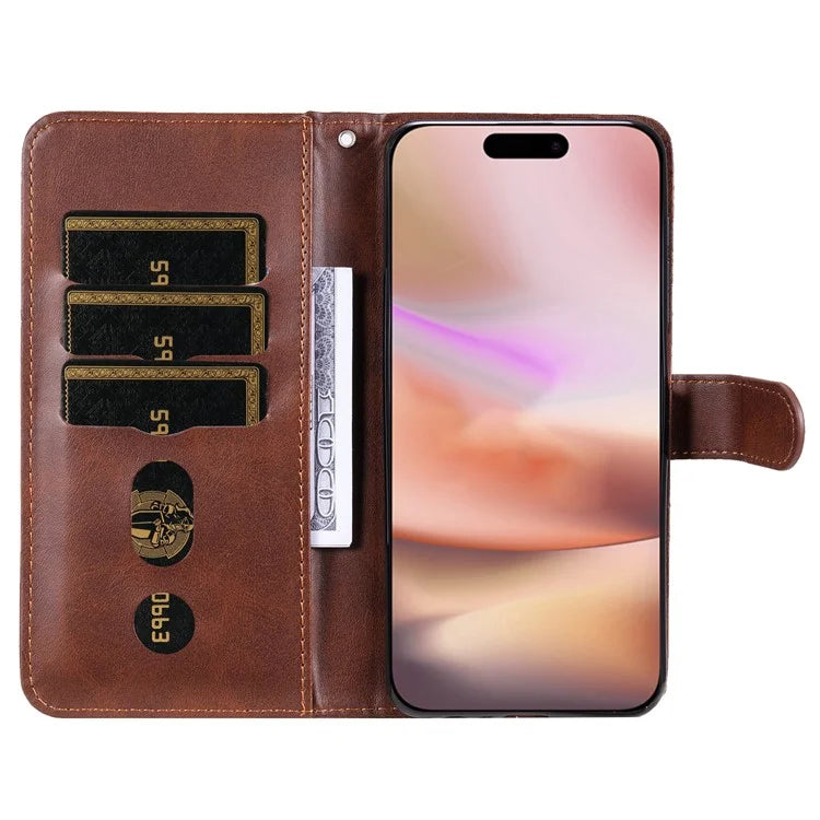 For iPhone 16 Plus Case PU Leather Card Slots Zipper Pocket Phone Cover