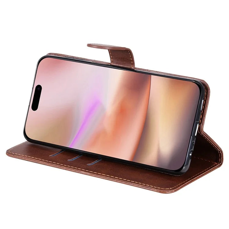 For iPhone 16 Plus Case PU Leather Card Slots Zipper Pocket Phone Cover