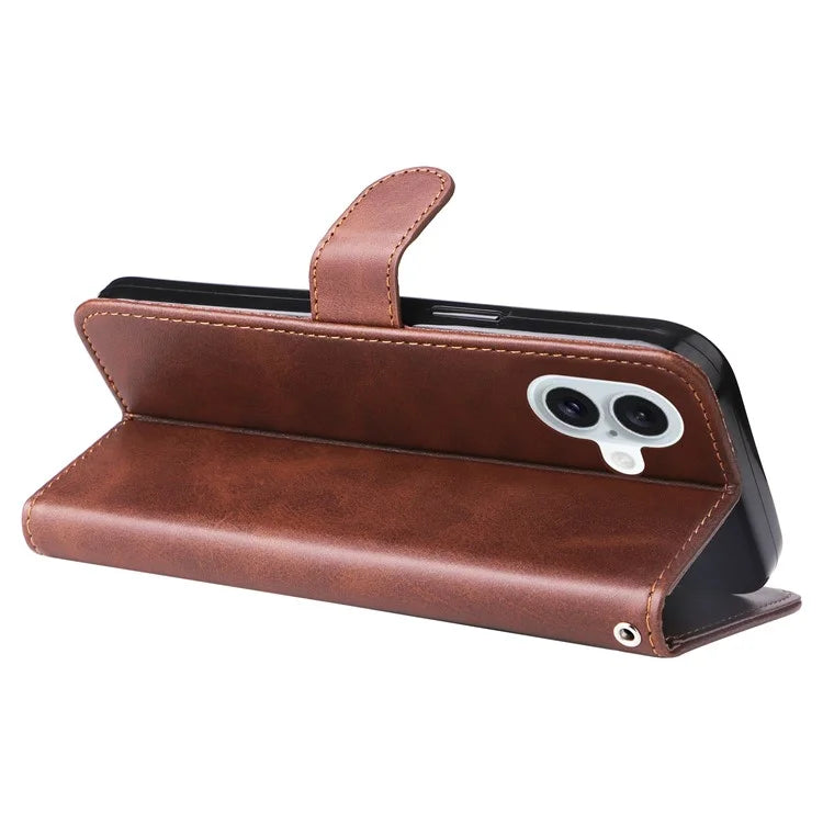 For iPhone 16 Plus Case PU Leather Card Slots Zipper Pocket Phone Cover