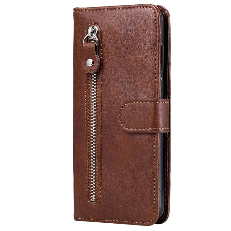 For iPhone 16 Plus Case PU Leather Card Slots Zipper Pocket Phone Cover