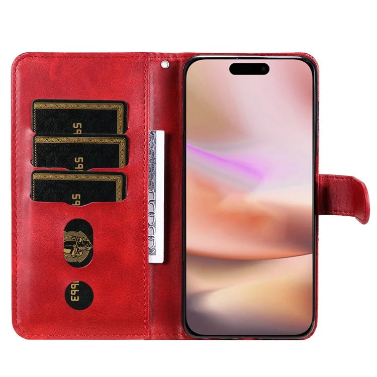 For iPhone 16 Plus Case PU Leather Card Slots Zipper Pocket Phone Cover