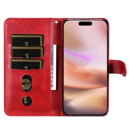 For iPhone 16 Plus Case PU Leather Card Slots Zipper Pocket Phone Cover