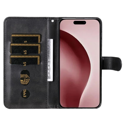 For iPhone 16 Pro Case Zipper Pocket Wallet Shockproof PU Leather Phone Cover