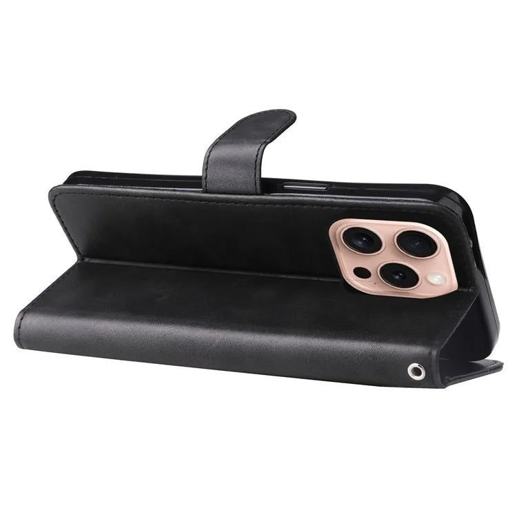 For iPhone 16 Pro Case Zipper Pocket Wallet Shockproof PU Leather Phone Cover