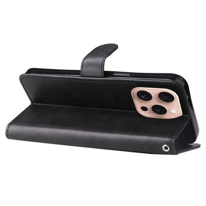 For iPhone 16 Pro Case Zipper Pocket Wallet Shockproof PU Leather Phone Cover