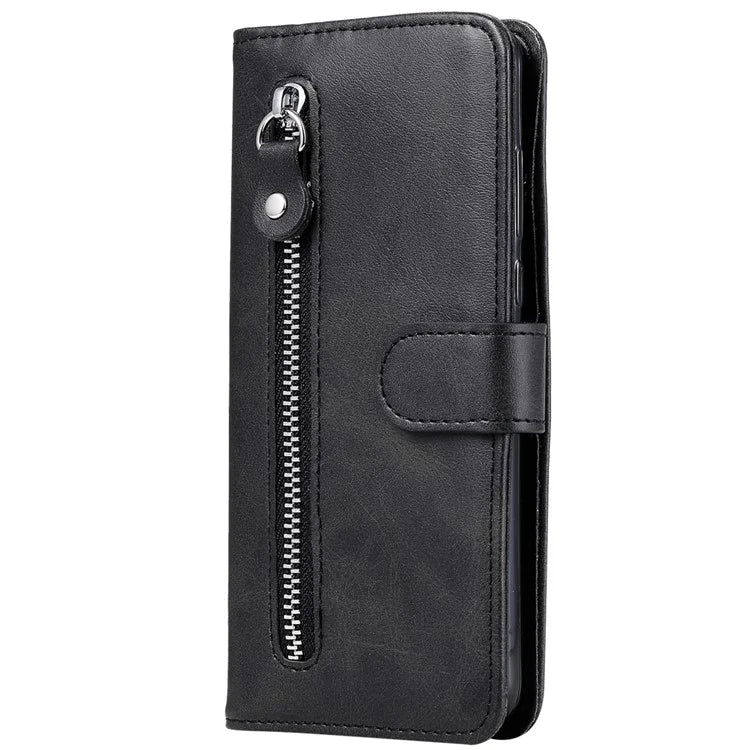 For iPhone 16 Pro Case Zipper Pocket Wallet Shockproof PU Leather Phone Cover