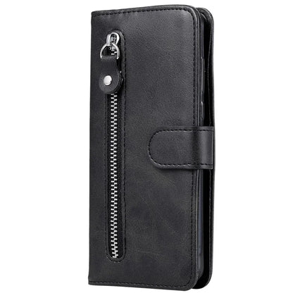 For iPhone 16 Pro Case Zipper Pocket Wallet Shockproof PU Leather Phone Cover