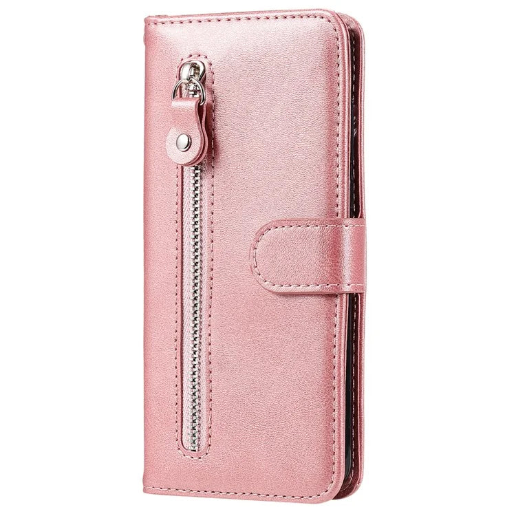 For iPhone 16 Pro Case Zipper Pocket Wallet Shockproof PU Leather Phone Cover