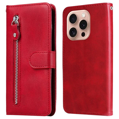 For iPhone 16 Pro Case Zipper Pocket Wallet Shockproof PU Leather Phone Cover