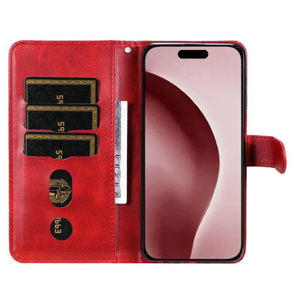 For iPhone 16 Pro Case Zipper Pocket Wallet Shockproof PU Leather Phone Cover