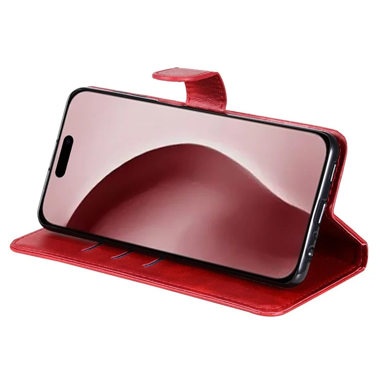 For iPhone 16 Pro Case Zipper Pocket Wallet Shockproof PU Leather Phone Cover