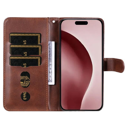 For iPhone 16 Pro Case Zipper Pocket Wallet Shockproof PU Leather Phone Cover