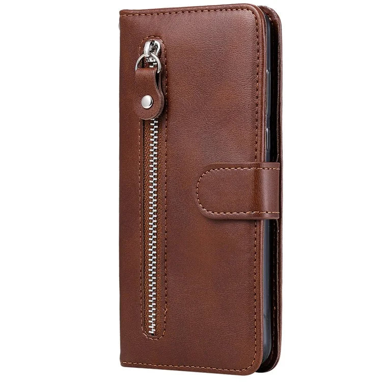 For iPhone 16 Pro Case Zipper Pocket Wallet Shockproof PU Leather Phone Cover