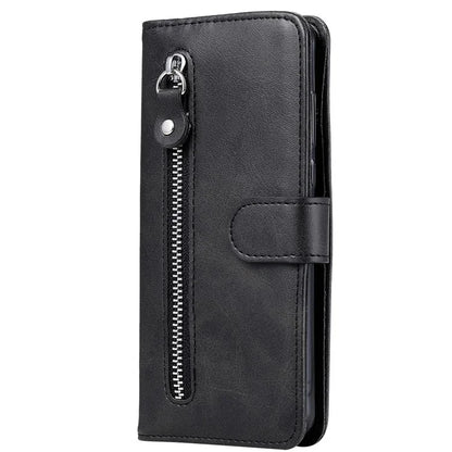 For iPhone 16 Case Zipper Pocket Wallet Shockproof PU Leather Phone Cover