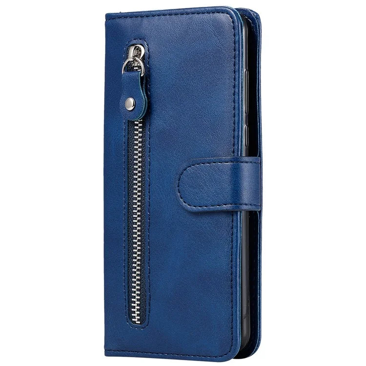 For iPhone 16 Case Zipper Pocket Wallet Shockproof PU Leather Phone Cover