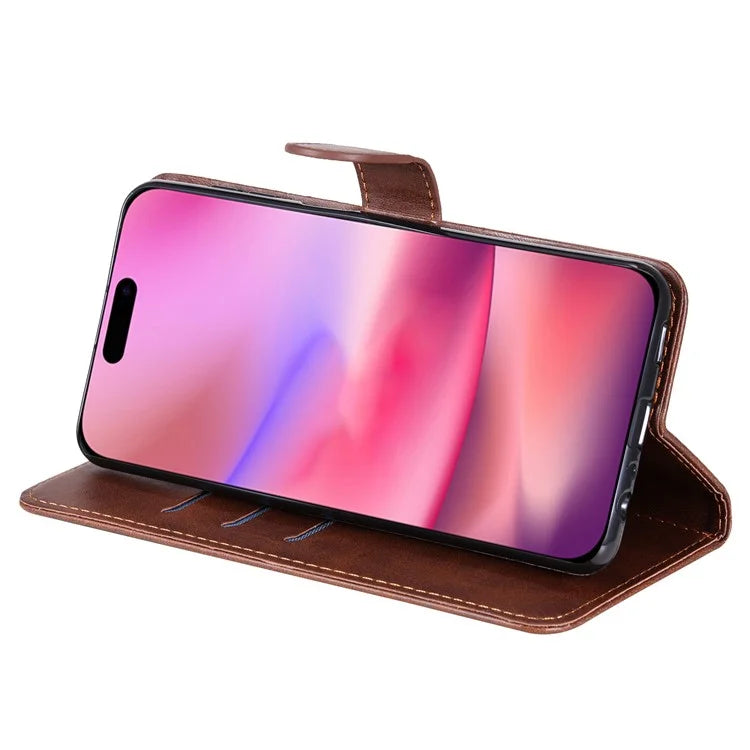 For iPhone 16 Case Zipper Pocket Wallet Shockproof PU Leather Phone Cover