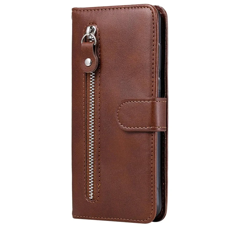 For iPhone 16 Case Zipper Pocket Wallet Shockproof PU Leather Phone Cover