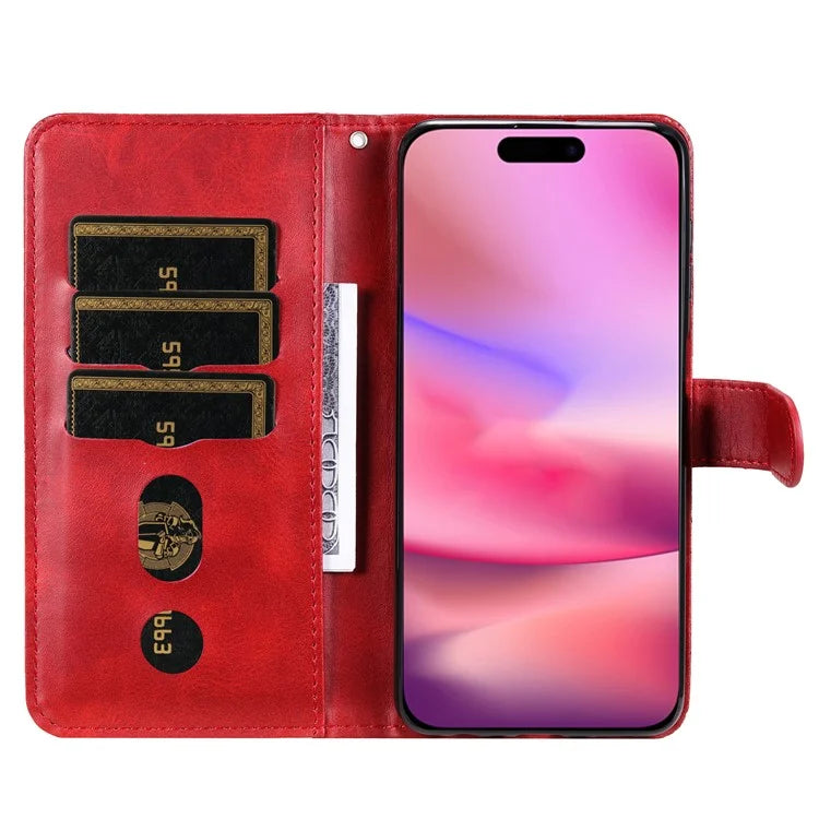 For iPhone 16 Case Zipper Pocket Wallet Shockproof PU Leather Phone Cover