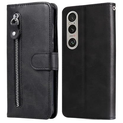For Sony Xperia 1 VI Case Card Slots Zipper Wallet PU Leather Phone Cover