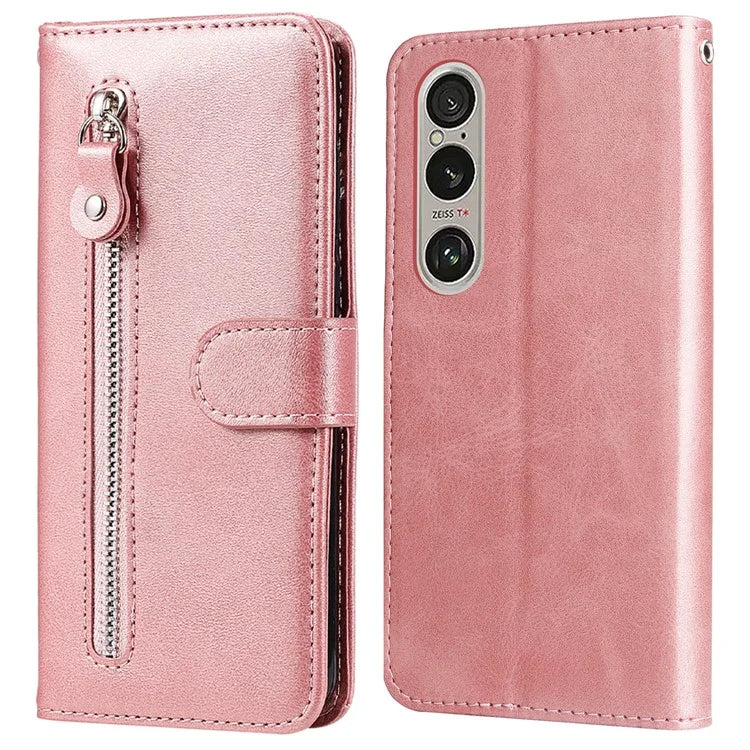 For Sony Xperia 1 VI Case Card Slots Zipper Wallet PU Leather Phone Cover