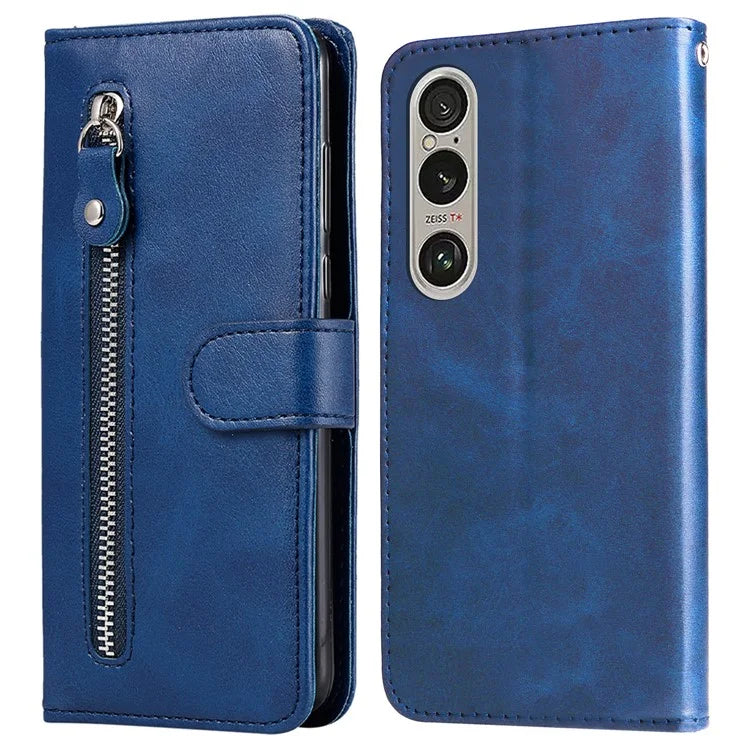 For Sony Xperia 1 VI Case Card Slots Zipper Wallet PU Leather Phone Cover