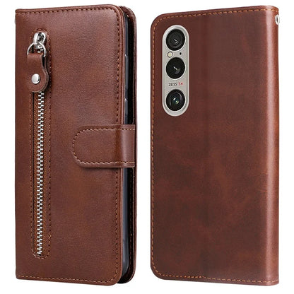 For Sony Xperia 1 VI Case Card Slots Zipper Wallet PU Leather Phone Cover