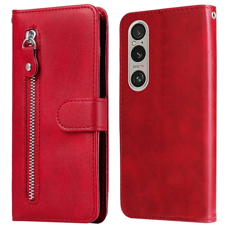For Sony Xperia 1 VI Case Card Slots Zipper Wallet PU Leather Phone Cover