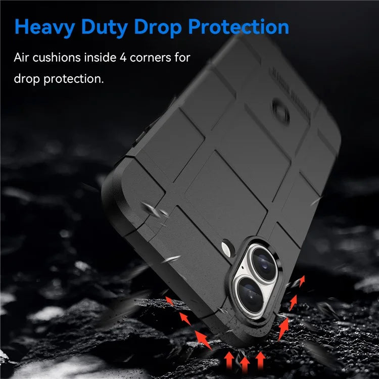 For iPhone 16 Plus Case Soft TPU Phone Cover Square Grid Texture Anti-Slip