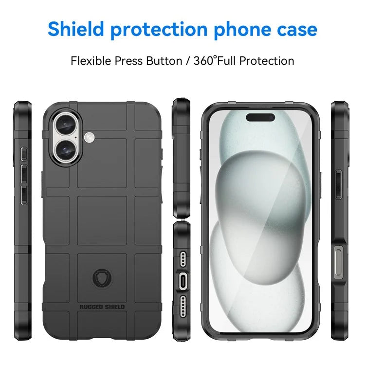 For iPhone 16 Plus Case Soft TPU Phone Cover Square Grid Texture Anti-Slip
