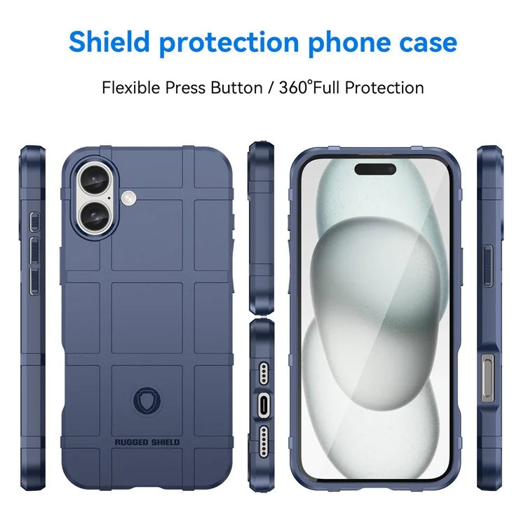 For iPhone 16 Plus Case Soft TPU Phone Cover Square Grid Texture Anti-Slip
