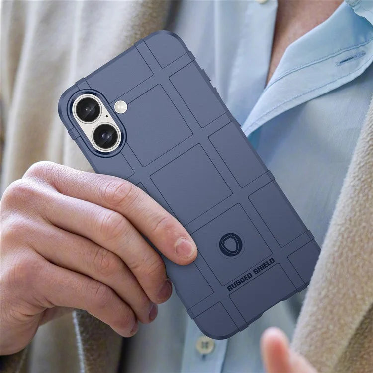 For iPhone 16 Plus Case Soft TPU Phone Cover Square Grid Texture Anti-Slip