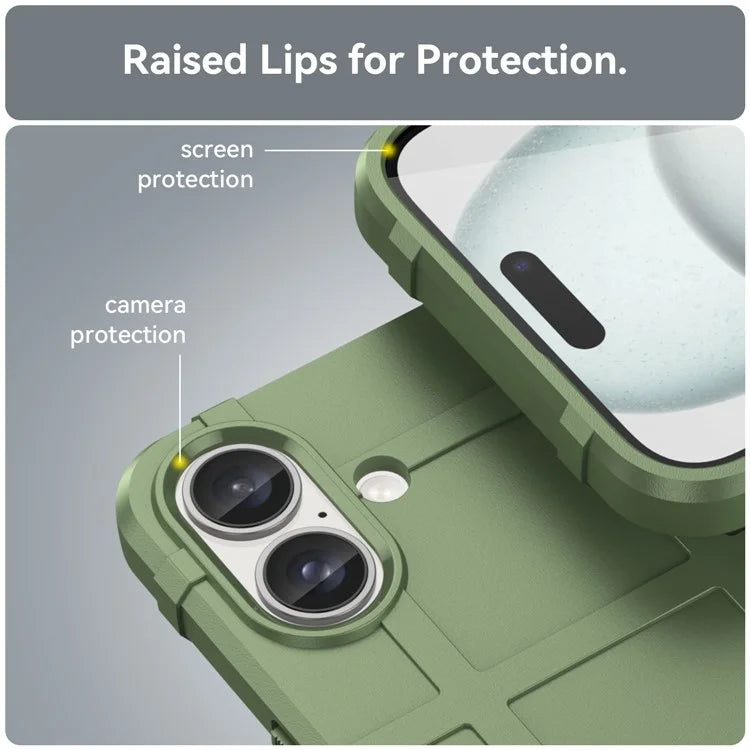 For iPhone 16 Plus Case Soft TPU Phone Cover Square Grid Texture Anti-Slip