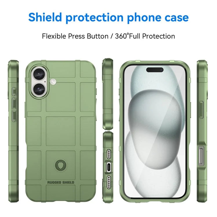 For iPhone 16 Plus Case Soft TPU Phone Cover Square Grid Texture Anti-Slip