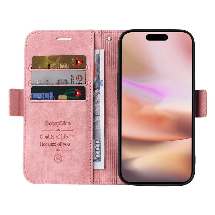 BETOPNICE 001 for iPhone 16 Plus Case Stand Card Slots Leather Phone Cover