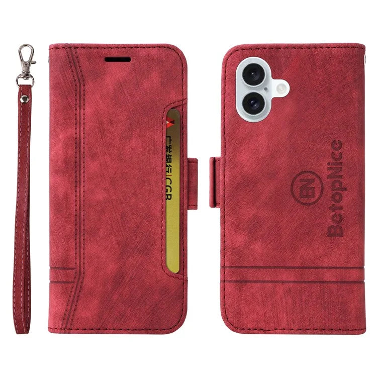 BETOPNICE 001 for iPhone 16 Plus Case Stand Card Slots Leather Phone Cover