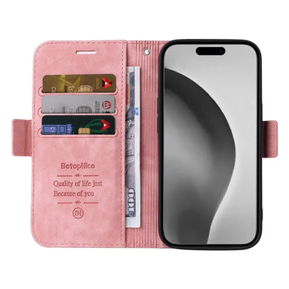 BETOPNICE 001 for iPhone 16 Pro Max Case Wallet Leather Phone Cover with Strap