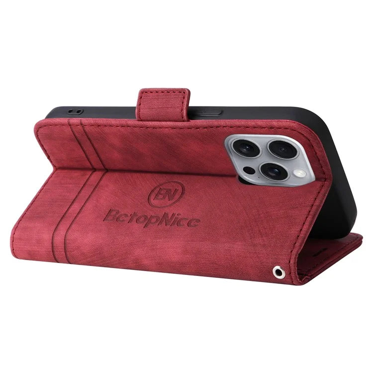 BETOPNICE 001 for iPhone 16 Pro Max Case Wallet Leather Phone Cover with Strap