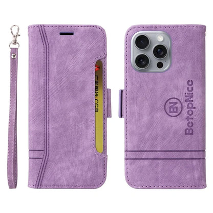 BETOPNICE 001 for iPhone 16 Pro Max Case Wallet Leather Phone Cover with Strap