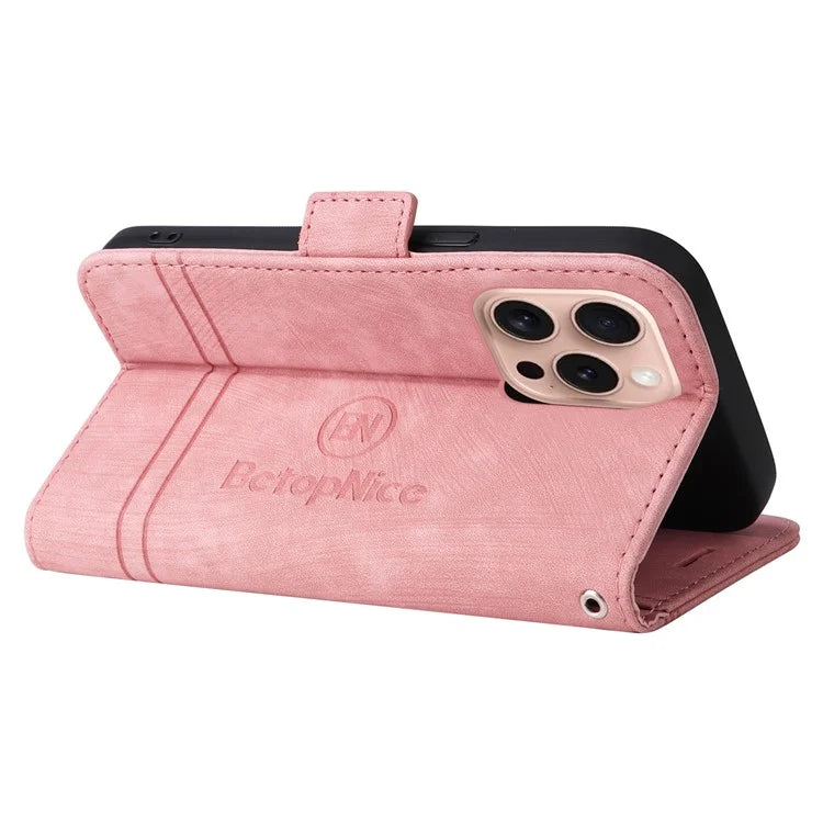BETOPNICE 001 for iPhone 16 Pro Stand Case Leather Flip Phone Cover