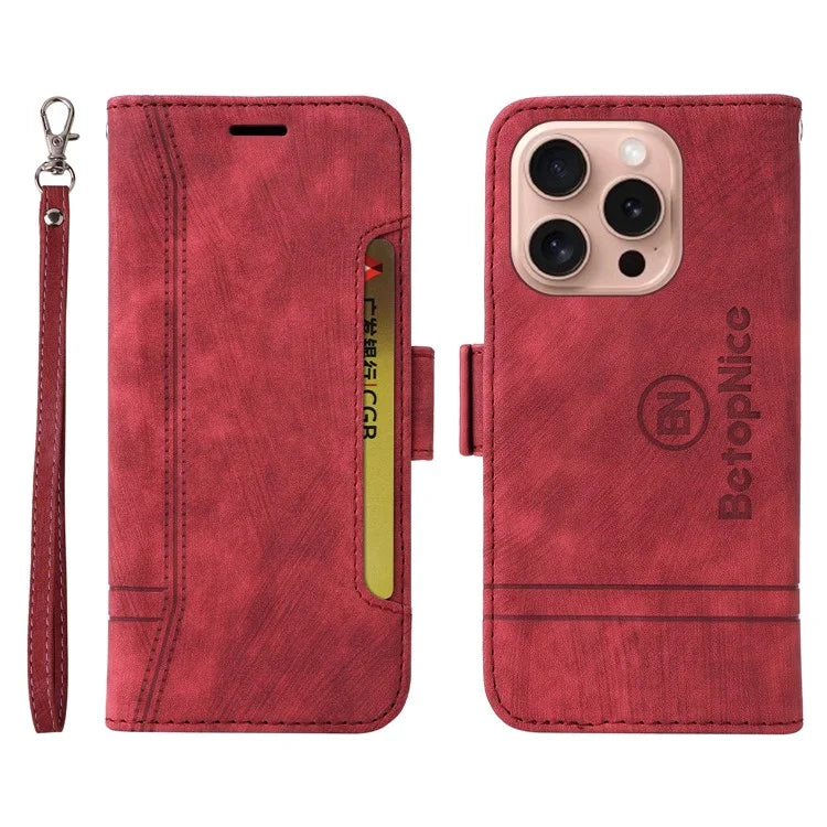 BETOPNICE 001 for iPhone 16 Pro Stand Case Leather Flip Phone Cover