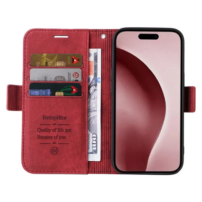 BETOPNICE 001 for iPhone 16 Pro Stand Case Leather Flip Phone Cover