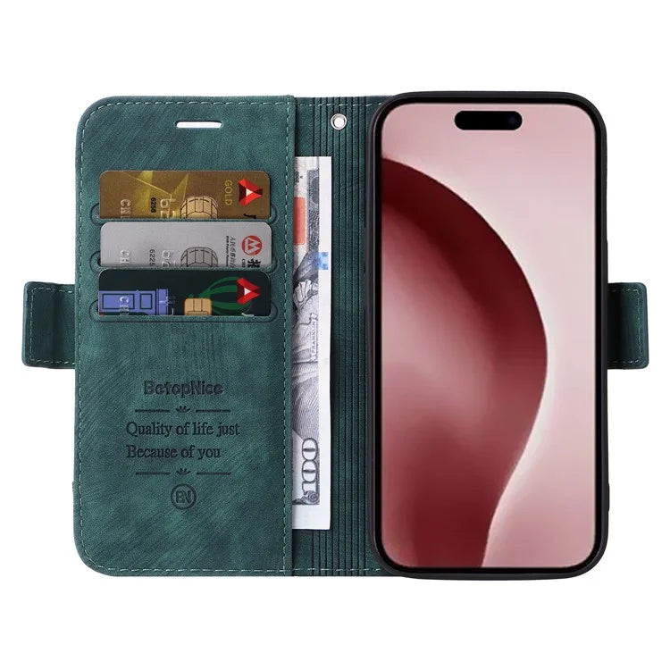 BETOPNICE 001 for iPhone 16 Pro Stand Case Leather Flip Phone Cover