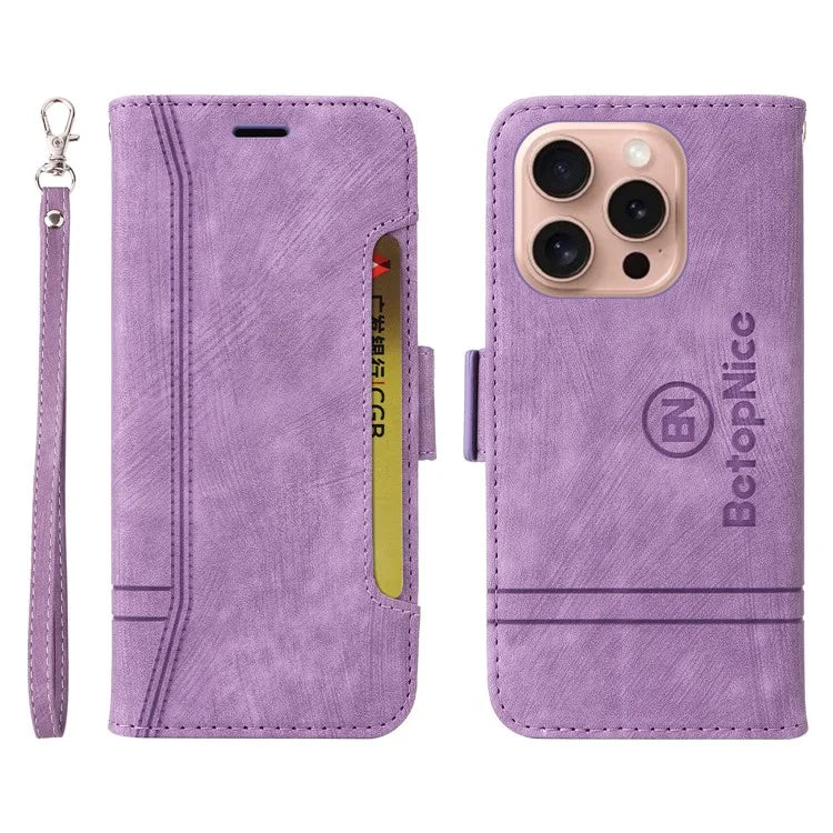 BETOPNICE 001 for iPhone 16 Pro Stand Case Leather Flip Phone Cover