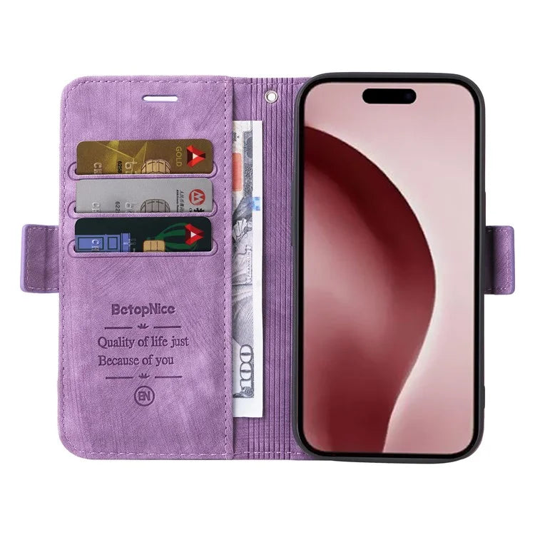BETOPNICE 001 for iPhone 16 Pro Stand Case Leather Flip Phone Cover