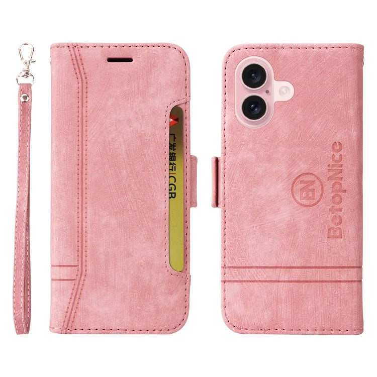 BETOPNICE 001 for iPhone 16 Case Leather Phone Cover Handbag Flip Stand Protective