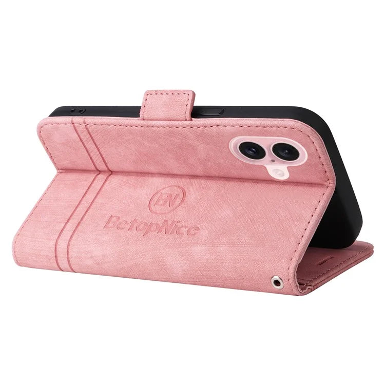BETOPNICE 001 for iPhone 16 Case Leather Phone Cover Handbag Flip Stand Protective